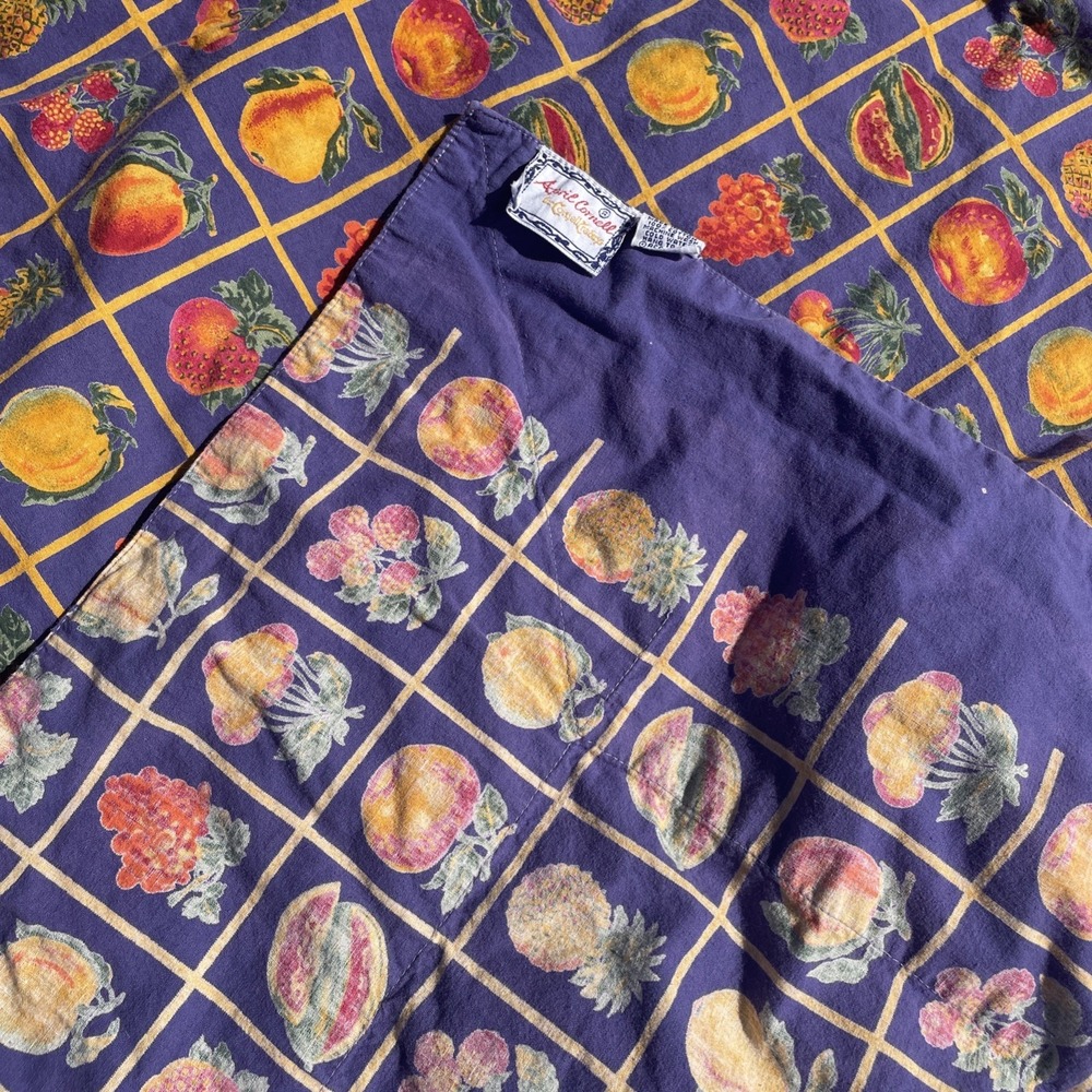 April Cornell 100% Cotton Classic Purple Floral Fruits Tablecloth 50 X 64 INDIA - Picture 4 of 5